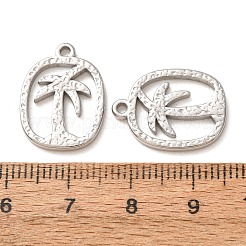 304ステンレスペンダント  ココナッツの木のチャームが付いた長方形  ステンレス鋼色  19x14x2mm  穴：1.5mm&nbsp;SA-CBABD1E-22P