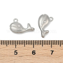 304ステンレススチールチャーム  変色防止  ステンレス鋼色  クジラ  8.5x14x3.5mm  穴：1.2mm&nbsp;STAS-E500-13P-03