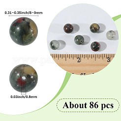 2連売り天然アフリカンブラッドストーンビーズ連売り  ヘリオトロープ石ビーズ  ラウンド  8~9mm  穴：0.8mm  約43個/連  14.9インチ（38cm）&nbsp;G-SP0001-27