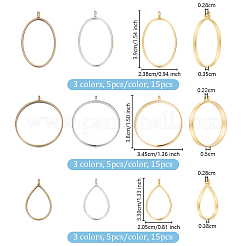 45Pcs 9 Styles Rack Plating Alloy Open Back Bezel Pendants&nbsp;FIND-OC0003-31