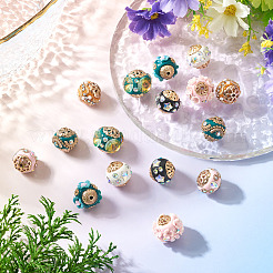 16Pcs 8 Styles Handmade Resin Indonesia Round Beads&nbsp;IPDL-TA0001-07