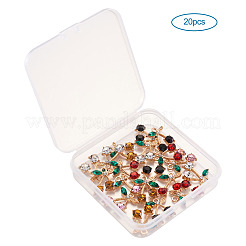 合金ラインストーンペンダント  チェリー  ゴールドカラー  ミックスカラー  20x15x4.5mm  穴：2mm  5色  4個/カラー  20個/箱&nbsp;ALRI-TA0001-03G