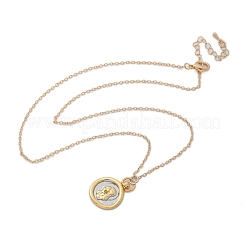真鍮製 十二星座タロットペンダントネックレス  フラットラウンド  18KGP本金メッキ  乙女座  17.72インチ（45cm）&nbsp;LS-NJEW-Q006-01H-G