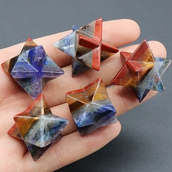 Chakra Style Assembled Natural Amethyst & Lapis Lazuli & Sodalite & Green Aventurine & Tiger Eye & Topaz Jade & Red Jasper Merkaba Star Shaped Chakra Stone&nbsp;MATO-PW0001-011