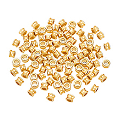 チベット風合金ヨーロピアンビーズ100個  大穴ビーズ  バレル  アンティーク黄金  8x5.5mm  穴：4mm&nbsp;FIND-PH0029-09AG