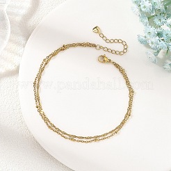 304 Stainless Steel Singapore & Satellite Chain Double Layers Anklets for Women&nbsp;AJEW-AN00867