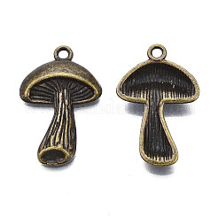 合金のチベット風チャーム  カドミウムフリー＆鉛フリー  キノコ  アンティークブロンズ  28.5x18x4mm  穴：2mm  約470個/1000g&nbsp;TIBEP-N008-177