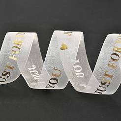 オーガンジーリボン  ギフト包装用  バレンタイン・デー  結婚式  飾る誕生日パーティー  言葉  1インチ（25mm）  約10.9ヤード（10m）/ロール&nbsp;SRIB-F010-08C