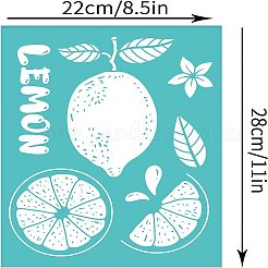 粘着性のシルクスクリーン印刷ステンシル  木に塗るため  DIYデコレーションTシャツ生地  ターコイズ  レモン模様  280x220mm&nbsp;DIY-WH0338-003