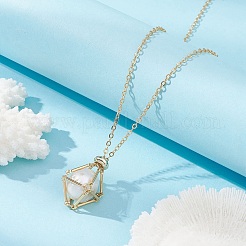 Brass Macrame Pouch Empty Stone Holder for Pendant Necklaces Making&nbsp;NJEW-JN04440-01
