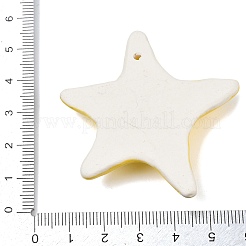 手作りの磁器の大きなペンダント  ヒトデ  きいろ  51x52.50x11mm  穴：1.80mm&nbsp;PORC-D026-01B