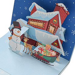 正方形 3D ハウス ポップアップ ペーパー グリーティング カード  封筒付き  クリスマスの日の招待状  藤紫色  105x105x105mm&nbsp;AJEW-P124-B01