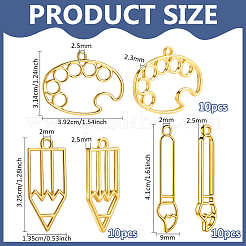 30個3スタイルアロイオープンバックベゼルペンダント  UVレジンDIY用  エポキシ樹脂  プレスジュエリー  ゴールドカラー  混合図形  32.5~41x9~28x2.2~2.5mm  穴：2mm  10個/スタイル&nbsp;FIND-PH0038-63