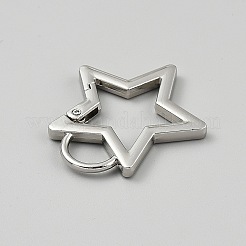 合金プッシュ式リングカン  スター  プラチナ  45.5x41.5x4.5mm  穴：12.5x10mm&nbsp;FIND-WH0516-06B-P