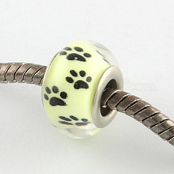 Large Hole Dog Paw Prints Pattern Resin European Beads&nbsp;OPDL-Q129-230A