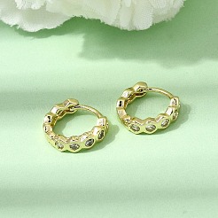 Brass Micro Pave Clear Cubic Zirconia Hoop Earrings&nbsp;EJEW-G473-06G