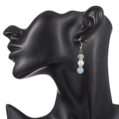 Round Dyed Natural Quartz Dangle Earrings&nbsp;EJEW-JE06778-01