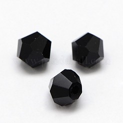 模造5301ダブルコーンビーズ  透明ガラスファセットビーズ  ブラック  3x2.5mm  穴：1mm  約720個/袋&nbsp;GLAA-F026-B20