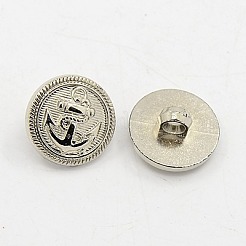 1ホールメッキアクリルシャンクボタン  航海ボタン  アンカーボタン付きフラットラウンド  銀色のメッキ  15x3mm  穴：2mm&nbsp;BUTT-D002-01
