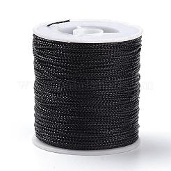 1mm ジュエリー編組糸メタリック糸  ポリエステル糸  ブラック  1mm  約109.36ヤード（100m）/ロール&nbsp;MCOR-S002-07