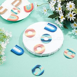 ポリマークレイで作るダングルイヤリングのDIYキット（6ペア）  円形のアーチとドーナツのペンダントを含む  真鍮のピアスフックと丸カン  ミックスカラー&nbsp;DIY-FH0002-19