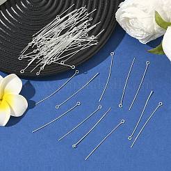 50mm シルバーカラーメッキ真鍮アイピン  カドミウムフリー＆鉛フリー  メタルジュエリー金具  50x0.7mm  穴：2mm&nbsp;X-EPC5.0cm-S