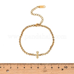 304 Stainless Steel Pave Clear Cubic Zirconia Link Chain Bracelets for Women&nbsp;SA-CBAABBA-07D-G