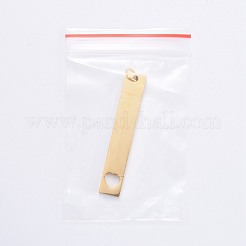 ステンレスペンダント201個  手動研磨  ハートを付きの矩形  ゴールドカラー  40x7x1.5mm  穴：3mm&nbsp;STAS-S105-T603D-2
