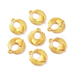 合金チャーム  ハートの翼  ゴールドカラー  22x19x3mm  穴：1.8mm&nbsp;FIND-WH0110-313