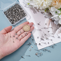 200Pcs 4 Styles 304 Stainless Steel Stud Earring Findings&nbsp;STAS-UN0058-11