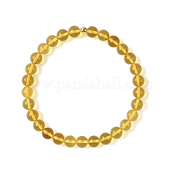 6MM Natural Amber Beaded Stretch Bracelets for Women&nbsp;BJEW-JB14240-01