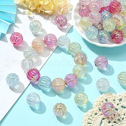 50 個の UV メッキレインボー虹色アクリルビーズ  カボチャ  ミックスカラー  17x16.5mm  穴：3.5mm&nbsp;PACR-CJ0001-28