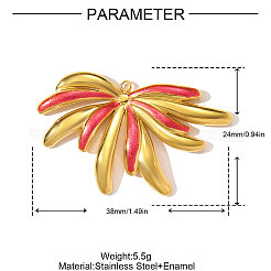 304ステンレススチールエナメルペンダント  花火のお守り  イオンプレーティング（ip）  18KGP本金メッキ  レッド  38x24mm&nbsp;STAS-OY003-07G