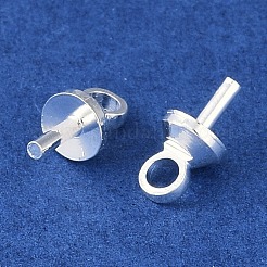 真鍮ヒートンキャップ  カップペグベイル  片穴パーツ用  925銀メッキ  7.5x4x4mm  穴：1.6mm  ピン：0.5mm&nbsp;KK-N254-46B-S