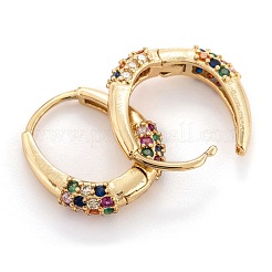 Brass Micro Pave Cubic Zirconia Huggie Hoop Earrings&nbsp;EJEW-P187-N01