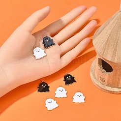 8本2色合金エナメルペンダント  ハロウィン  ゴースト  ライトゴールド  ミックスカラー  22x18x1.5mm  穴：2mm  4個/カラー&nbsp;ENAM-YW0001-93