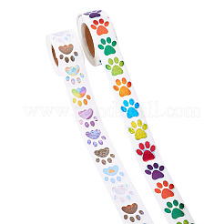 2 Rolls 2 Colors Dog Paw Print Paper Stickers&nbsp;DIY-TA0011-56