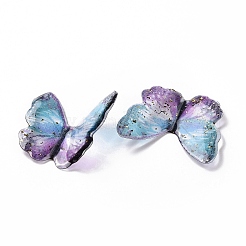 クリア樹脂カボション  金箔  蝶  ライトスカイブルー  21.5~22x22~24.5x1.5~4.7mm&nbsp;RESI-L036-10A-03