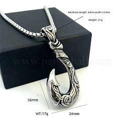 Vintage Style 304 Stainless Steel Fish Hook Pendant Necklaces for Men Women Jewelry&nbsp;NL8016