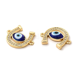 Rack Plating Real 18K Gold Plated Brass Micro Pave Clear Cubic Zirconia Connector Charms&nbsp;ZIRC-L102-01G-01