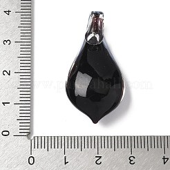 手作りゴールドパウダー入りランプワークペンダント  内側の花びらチャーム  ミックスカラー  37x19x12mm  穴：6x10mm&nbsp;LAMP-D302-03