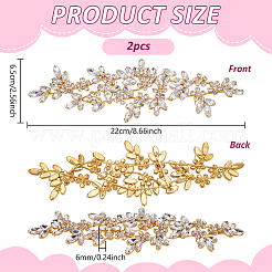 ラインストーン布パッチ2個  修理 裁縫 工芸 装飾  花  クリスタル  220x65x6mm&nbsp;AJEW-FG0005-46
