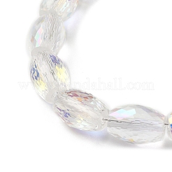 透明電気メッキガラスビーズ連売り  ABカラー  多面カット  オーバル  クリアAB  11x8mm  穴：1.4mm  約58~60個/連  26.18~27.16インチ（66.5~69cm）&nbsp;EGLA-I017-01-AB01
