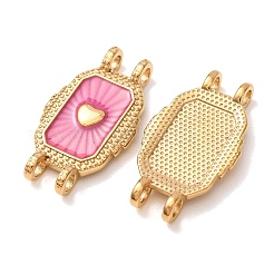 304 Stainless Steel Enamel Rectangle with Heart Links Connector Charms&nbsp;SA-D002-12B-G