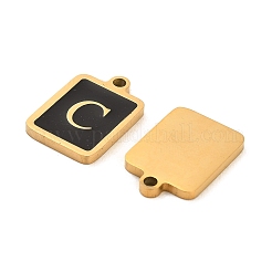 304ステンレスペンダント  エナメル  文字チャーム付きの長方形  ゴールドカラー  文字C  17.5x12x1.5mm  穴：1.5mm&nbsp;STAS-K265-11G-C