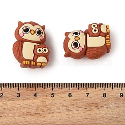 母の日シリコーンビーズ  焦点ビーズ  ブラウン  フクロウ  27x21x14mm  穴：2.5mm&nbsp;SIL-D014-02F