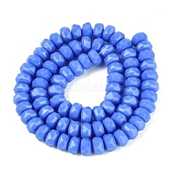 オペークガラスビーズ連売り  ロンデル  多面カット  藤紫色  7.5~8x5mm  穴：1~1.2mm  約77~81個/連  14.96~17.32インチ（38~44cm）&nbsp;GLAA-Q114-01A-B03