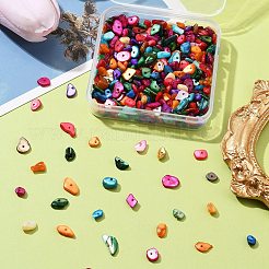 1 連売り天然チップ染色シェルビーズ連売り  シェルの破片  カラフル  5~14x5~10mm  穴：1mm  約33.85インチ&nbsp;G-FS0005-77