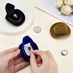 3Pcs 3 Colors Velvet Cowboy Hat Shaped Ring Boxes with Plastic Inside&nbsp;CON-PH0009-92