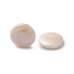 天然な培養された淡水パールビーズ  フラットラウンド  貝殻色  11.5~12x3.5~4.5mm  穴：0.8mm&nbsp;PEAR-N020-L21